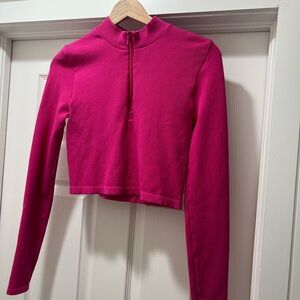 Forever 21 Fuchsia Long Sleeve Crop Top